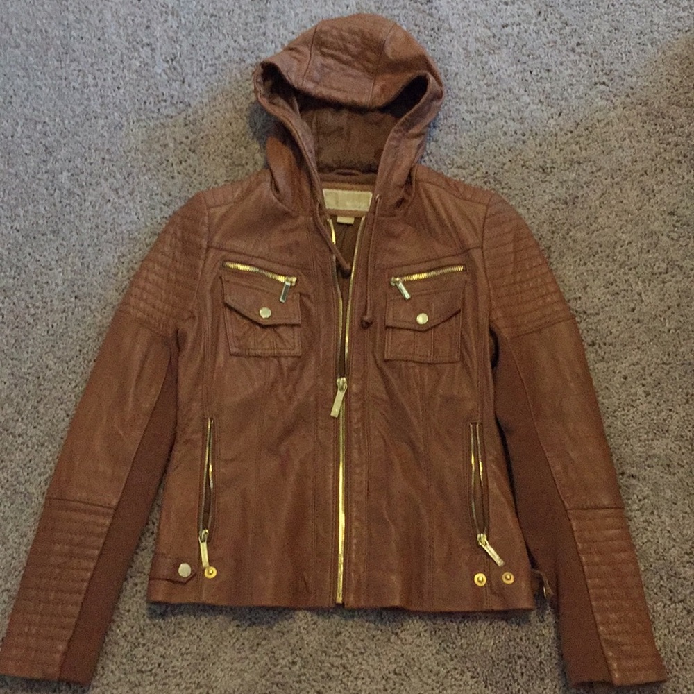 Micheal Kors Brown Leather Jacket